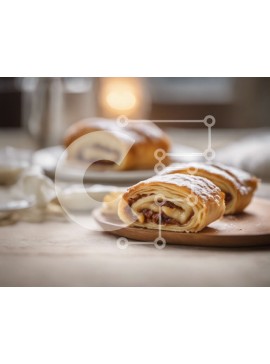 Σετ των 2 Intra Συλλεκτικό Ξύλινο Παζλ Plywood  4mm - Νόστιμα αρτοσκευάσματα και φρούτα σε ξύλινο ξύλο κοπής Σε Ξύλινο Κουτί - Διαστάσεις: 10x10 cm – 25 κομμάτια