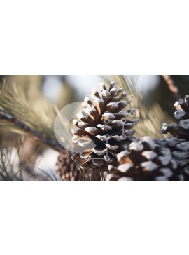 Intra Συλλεκτικό Ξύλινο Παζλ Plywood  4mm - Χιονισμένοι κουκουνάρια σε αειθαλές δέντρο Σε Ξύλινο Κουτί - Διαστάσεις: 10x10 cm – 25 κομμάτια