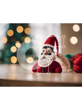 Intra Συλλεκτικό Ξύλινο Παζλ Plywood  4mm - Ειδώλιο Άγιου Βασίλη με πολύχρωμα νήματα και χριστουγεννιάτικα στολίδια Σε Ξύλινο Κουτί - Διαστάσεις Puzzle: 10x10 cm – 25 κομμάτια