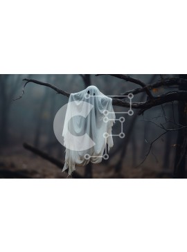 Intra Συλλεκτικό Ξύλινο Παζλ Plywood  4mm - Φάντασμα που κρέμεται από κλαδί δέντρου στο ομιχλώδες δάσος Σε Ξύλινο Κουτί - Διαστάσεις: 10x10 cm – 25 κομμάτια