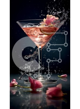 Intra Συλλεκτικό Ξύλινο Παζλ Plywood  4mm - Δροσιστικό ροζ κοκτέιλ με γκρέιπφρουτ και ροδοπέταλα Σε Ξύλινο Κουτί - Διαστάσεις: 10x10 cm – 25 κομμάτια