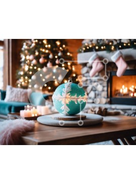 Intra Συλλεκτικό Ξύλινο Παζλ Plywood  4mm - Εορταστικό σαλόνι διακοσμημένο για την περίοδο των γιορτών Σε Ξύλινο Κουτί - Διαστάσεις Puzzle: 10x10 cm – 25 κομμάτια