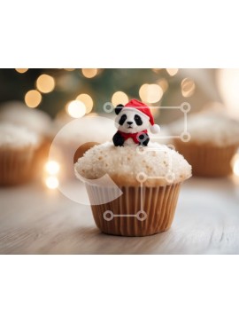 Σετ των 2 Intra Συλλεκτικό Ξύλινο Παζλ Plywood  4mm - Panda Bear Cupcake Διακόσμηση για Dessert Party Σε Ξύλινο Κουτί - Διαστάσεις: 10x10 cm – 25 κομμάτια