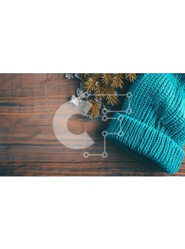 Intra Συλλεκτικό Ξύλινο Παζλ Plywood  4mm - Μπλε πλεκτό κλαδί φασολιών και πεύκου σε ξύλινο τραπέζι Σε Ξύλινο Κουτί - Διαστάσεις Puzzle: 10x10 cm – 25 κομμάτια