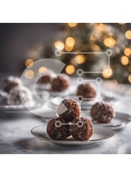 Σετ των 2 Intra Συλλεκτικό Ξύλινο Παζλ Plywood  4mm - Χριστουγεννιάτικα επιδόρπια με λευκά πιάτα και σοκολατένιες μπάλες Σε Ξύλινο Κουτί - Διαστάσεις: 10x10 cm – 25 κομμάτια