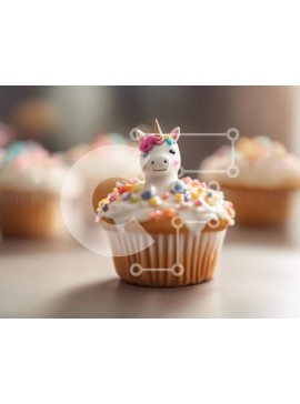 Σετ των 2 Intra Συλλεκτικό Ξύλινο Παζλ Plywood  4mm - Cupcake Unicorn με White Frosting και Sprinkles Σε Ξύλινο Κουτί - Διαστάσεις: 10x10 cm – 25 κομμάτια