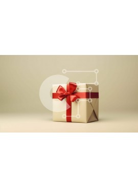 Intra Συλλεκτικό Ξύλινο Παζλ Plywood  4mm - Λευκό κουτί δώρου με κόκκινη κορδέλα σε μπεζ φόντο Σε Ξύλινο Κουτί - Διαστάσεις Puzzle: 10x10 cm – 25 κομμάτια