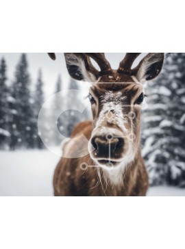 Intra Συλλεκτικό Ξύλινο Παζλ Plywood  4mm - Περίεργο ελάφι στο χιόνι Σε Ξύλινο Κουτί - Διαστάσεις: 10x10 cm – 25 κομμάτια