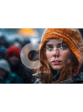 Intra Συλλεκτικό Ξύλινο Παζλ Plywood  4mm - Εκπληκτικό χειμερινό πορτρέτο μιας γυναίκας με κόκκινα μαλλιά και μπλε μάτια Σε Ξύλινο Κουτί - Διαστάσεις Puzzle: 10x10 cm – 25 κομμάτια