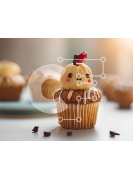 Σετ των 2 Intra Συλλεκτικό Ξύλινο Παζλ Plywood  4mm - Cupcake με διακόσμηση μήλου Σε Ξύλινο Κουτί - Διαστάσεις: 10x10 cm – 25 κομμάτια