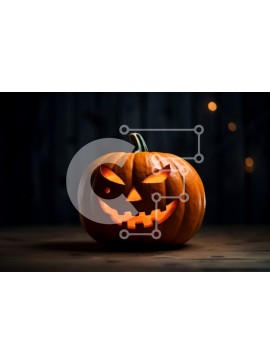 Intra Συλλεκτικό Ξύλινο Παζλ Plywood  4mm - Λαμπερή σκαλιστή κολοκύθα σε ξύλινο τραπέζι Σε Ξύλινο Κουτί - Διαστάσεις Puzzle: 10x10 cm – 25 κομμάτια