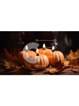 Intra Συλλεκτικό Ξύλινο Παζλ Plywood  4mm - Ομάδα κολοκύθες με κεριά στα φθινοπωρινά φύλλα Σε Ξύλινο Κουτί - Διαστάσεις Puzzle: 10x10 cm – 25 κομμάτια