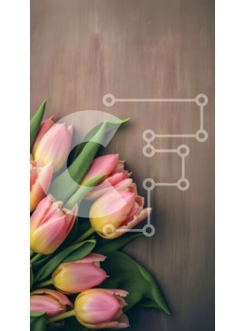 Σετ των 2 Intra Συλλεκτικό Ξύλινο Παζλ Plywood  4mm - Όμορφη ανθοδέσμη με ροζ τουλίπες σε ξύλινη επιφάνεια Σε Ξύλινο Κουτί - Διαστάσεις: 10x10 cm – 25 κομμάτια