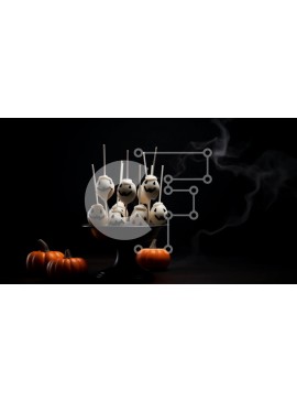 Intra Συλλεκτικό Ξύλινο Παζλ Plywood  4mm - Popsicles με θέμα το Halloween σε μαύρο μπολ με κολοκύθες Σε Ξύλινο Κουτί - Διαστάσεις Puzzle: 10x10 cm – 25 κομμάτια