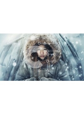 Intra Συλλεκτικό Ξύλινο Παζλ Plywood  4mm - Στοχαστική γυναίκα με γούνινο παλτό που στέκεται στο χιόνι Σε Ξύλινο Κουτί - Διαστάσεις Puzzle: 10x10 cm – 25 κομμάτια
