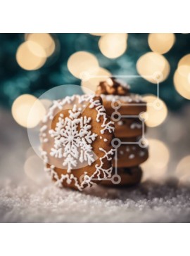 Σετ των 2 Intra Συλλεκτικό Ξύλινο Παζλ Plywood  4mm - Στοίβα από εορταστικά μπισκότα μελόψωμο με διακοσμήσεις από νιφάδες χιονιού Σε Ξύλινο Κουτί - Διαστάσεις: 10x10 cm – 25 κομμάτια
