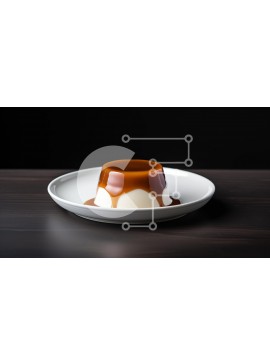 Σετ των 2 Intra Συλλεκτικό Ξύλινο Παζλ Plywood  4mm - Νόστιμο επιδόρπιο με σάλτσα καραμέλας σε λευκό πιάτο Σε Ξύλινο Κουτί - Διαστάσεις: 10x10 cm – 25 κομμάτια