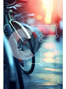 Intra Συλλεκτικό Ξύλινο Παζλ Plywood  4mm - Ποδήλατα παρκαρισμένα κατά μήκος ενός δρόμου στο ηλιοβασίλεμα Σε Ξύλινο Κουτί - Διαστάσεις Puzzle: 10x10 cm – 25 κομμάτια