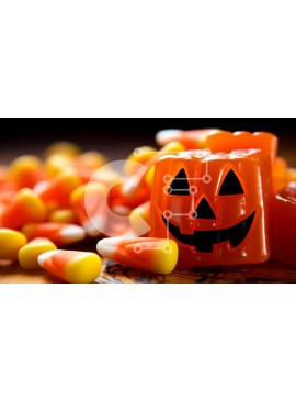 Intra Συλλεκτικό Ξύλινο Παζλ Plywood  4mm - Κολοκύθα καραμέλας αποκριών στο τραπέζι Σε Ξύλινο Κουτί - Διαστάσεις Puzzle: 10x10 cm – 25 κομμάτια