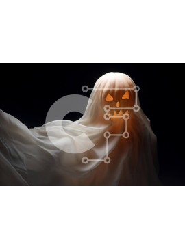 Intra Συλλεκτικό Ξύλινο Παζλ Plywood  4mm - Λευκό φάντασμα που επιπλέει στο σκοτάδι Σε Ξύλινο Κουτί - Διαστάσεις Puzzle: 10x10 cm – 25 κομμάτια