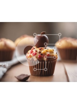 Σετ των 2 Intra Συλλεκτικό Ξύλινο Παζλ Plywood  4mm - Cupcakes με κάλυμμα μήλου και τσιπς σοκολάτας Σε Ξύλινο Κουτί - Διαστάσεις: 10x10 cm – 25 κομμάτια