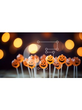 Intra Συλλεκτικό Ξύλινο Παζλ Plywood  4mm - Γλειφιτζούρια κολοκύθας σε ξυλάκια με θέμα το Halloween Σε Ξύλινο Κουτί - Διαστάσεις Puzzle: 10x10 cm – 25 κομμάτια