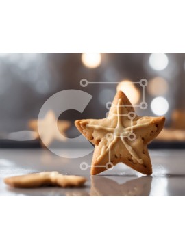 Σετ των 2 Intra Συλλεκτικό Ξύλινο Παζλ Plywood  4mm - Ομάδα cookies σε σχήμα αστεριού στο τραπέζι Σε Ξύλινο Κουτί - Διαστάσεις: 10x10 cm – 25 κομμάτια