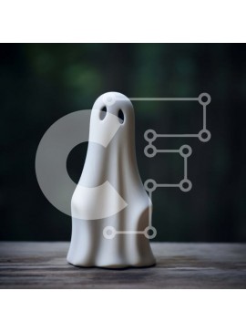 Intra Συλλεκτικό Ξύλινο Παζλ Plywood  4mm - Λευκό ειδώλιο φαντάσματος σε ημιτελές ξύλινο τραπέζι Σε Ξύλινο Κουτί - Διαστάσεις Puzzle: 10x10 cm – 25 κομμάτια