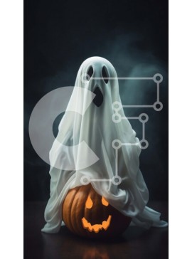 Intra Συλλεκτικό Ξύλινο Παζλ Plywood  4mm - Απόκριες φάντασμα σε μια κολοκύθα με καπνό Σε Ξύλινο Κουτί - Διαστάσεις Puzzle: 10x10 cm – 25 κομμάτια