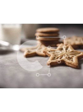 Σετ των 2 Intra Συλλεκτικό Ξύλινο Παζλ Plywood  4mm - Μπισκότα σε σχήμα αστεριού σε τραπέζι με ποτήρια γάλακτος Σε Ξύλινο Κουτί - Διαστάσεις: 10x10 cm – 25 κομμάτια