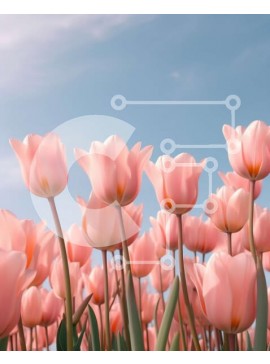 Intra Συλλεκτικό Ξύλινο Παζλ Plywood  4mm - Όμορφη εικόνα ενός χωραφιού με ροζ τουλίπες σε μια καθαρή μέρα Σε Ξύλινο Κουτί - Διαστάσεις: 10x10 cm – 25 κομμάτια