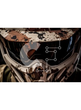 Intra Συλλεκτικό Ξύλινο Παζλ Plywood  4mm - Κοντινό πλάνο κράνους καμουφλάζ και γυαλιά Σε Ξύλινο Κουτί - Διαστάσεις Puzzle: 10x10 cm – 25 κομμάτια