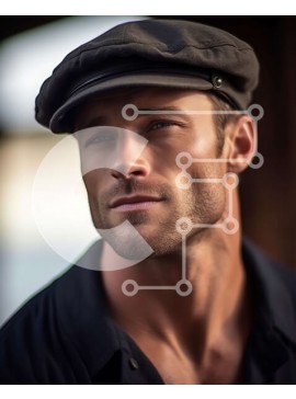 Intra Συλλεκτικό Ξύλινο Παζλ Plywood  4mm - Κομψός άνδρας με μαύρο καπέλο και λευκό πουκάμισο που κοιτάζει την απόσταση Σε Ξύλινο Κουτί - Διαστάσεις Puzzle: 10x10 cm – 25 κομμάτια