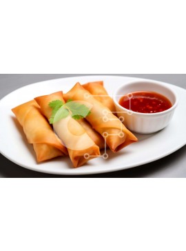 Σετ των 2 Intra Συλλεκτικό Ξύλινο Παζλ Plywood  4mm - Λαχταριστά Spring Rolls με Dipping Sauce Σε Ξύλινο Κουτί - Διαστάσεις: 10x10 cm – 25 κομμάτια