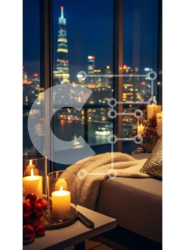 Intra Συλλεκτικό Ξύλινο Παζλ Plywood  4mm - Άνετο υπνοδωμάτιο με κεριά, λουλούδια και θέα στην πόλη Σε Ξύλινο Κουτί - Διαστάσεις Puzzle: 10x10 cm – 25 κομμάτια