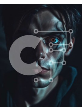 Intra Συλλεκτικό Ξύλινο Παζλ Plywood  4mm - Σοβαρός νεαρός άνδρας με σκούρα μαλλιά και μπλε μάτια, φορώντας μαύρη κουκούλα και παντελόνι Σε Ξύλινο Κουτί - Διαστάσεις Puzzle: 10x10 cm – 25 κομμάτια