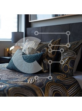 Intra Συλλεκτικό Ξύλινο Παζλ Plywood  4mm - Πολυτελής φωτογραφία υπνοδωματίου με θέμα το μαύρο και το χρυσό Σε Ξύλινο Κουτί - Διαστάσεις Puzzle: 10x10 cm – 25 κομμάτια