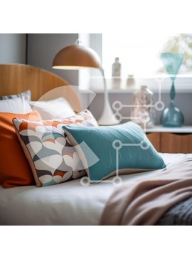 Intra Συλλεκτικό Ξύλινο Παζλ Plywood  4mm - Άνετη και πολύχρωμη διακόσμηση υπνοδωματίου με κρεβάτι, φωτιστικό και μαξιλάρια Σε Ξύλινο Κουτί - Διαστάσεις Puzzle: 10x10 cm – 25 κομμάτια