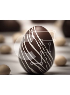 Σετ των 2 Intra Συλλεκτικό Ξύλινο Παζλ Plywood  4mm - Σοκολατένιο πασχαλινό αυγό με λευκές ρίγες που περιβάλλεται από μικρά αυγά και αμύγδαλα Σε Ξύλινο Κουτί - Διαστάσεις: 10x10 cm – 25 κομμάτια