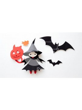 Intra Συλλεκτικό Ξύλινο Παζλ Plywood  4mm - Χαρτί μάγισσα με αποκοπές με θέμα το Halloween Σε Ξύλινο Κουτί - Διαστάσεις Puzzle: 10x10 cm – 25 κομμάτια