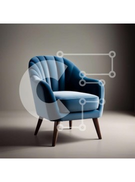 Intra Συλλεκτικό Ξύλινο Παζλ Plywood  4mm - Κομψή μπλε βελούδινη πολυθρόνα σε δωμάτιο με χαμηλό φωτισμό Σε Ξύλινο Κουτί - Διαστάσεις Puzzle: 10x10 cm – 25 κομμάτια