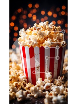 Intra Συλλεκτικό Ξύλινο Παζλ Plywood  4mm - Μπολ Ποπ Κορν σε Κόκκινο και Λευκό Ριγέ Μπολ Σε Ξύλινο Κουτί - Διαστάσεις: 10x10 cm – 25 κομμάτια