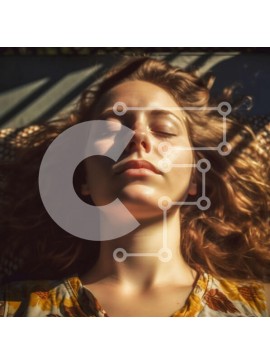 Σετ των 2 Intra Συλλεκτικό Ξύλινο Παζλ Plywood  4mm - Όμορφη γυναίκα που χαλαρώνει στο κρεβάτι με κίτρινο φλοράλ φόρεμα Σε Ξύλινο Κουτί - Διαστάσεις: 10x10 cm – 25 κομμάτια