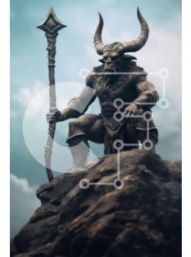 Intra Συλλεκτικό Ξύλινο Παζλ Plywood  4mm - Majestic Warrior με θέα το ομιχλώδες τοπίο με τα κέρατα και το δόρυ Σε Ξύλινο Κουτί - Διαστάσεις Puzzle: 10x10 cm – 25 κομμάτια