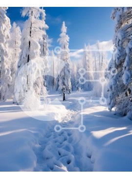 Intra Συλλεκτικό Ξύλινο Παζλ Plywood  4mm - Όμορφη εικόνα του χιονισμένου δάσους με αειθαλή δέντρα Σε Ξύλινο Κουτί - Διαστάσεις: 10x10 cm – 25 κομμάτια