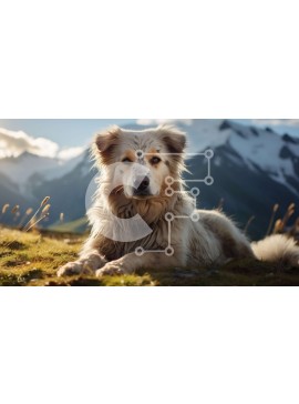 Σετ των 2 Intra Συλλεκτικό Ξύλινο Παζλ Plywood  4mm - Shaggy Dog στην πλαγιά Grass Hill με βουνά Σε Ξύλινο Κουτί - Διαστάσεις: 10x10 cm – 25 κομμάτια