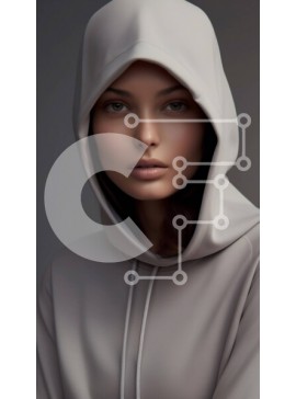 Intra Συλλεκτικό Ξύλινο Παζλ Plywood  4mm - Σοβαρή γυναίκα με γκρι κουκούλα που κοιτάζει την κάμερα Σε Ξύλινο Κουτί - Διαστάσεις Puzzle: 10x10 cm – 25 κομμάτια