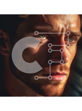 Intra Συλλεκτικό Ξύλινο Παζλ Plywood  4mm - Πορτρέτο ενός άνδρα με γένια και πράσινα μάτια Σε Ξύλινο Κουτί - Διαστάσεις Puzzle: 10x10 cm – 25 κομμάτια