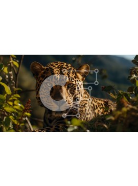 Σετ των 2 Intra Συλλεκτικό Ξύλινο Παζλ Plywood  4mm - Jaguar σε μια χλοώδη περιοχή με βουνά Σε Ξύλινο Κουτί - Διαστάσεις: 10x10 cm – 25 κομμάτια