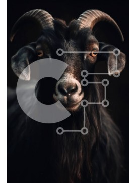 Σετ των 2 Intra Συλλεκτικό Ξύλινο Παζλ Plywood  4mm - Εικόνα μιας σοβαρής μαύρης κατσίκας με μακριά κέρατα Σε Ξύλινο Κουτί - Διαστάσεις: 10x10 cm – 25 κομμάτια